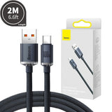 Baseus Crystal Shine Series Fast-Charging USB-A to USB-C Cable – 100 W, 2 m (Black)