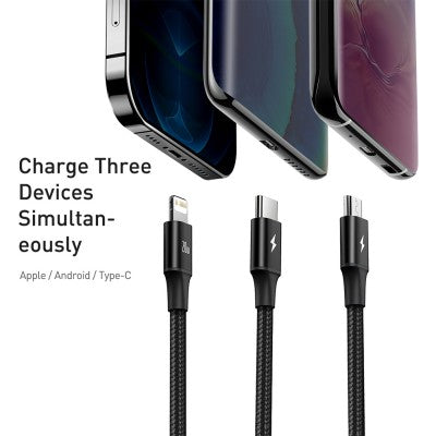 Baseus Rapid Series 3-in-1 Fast Charging Data Cable (1.5m) – New