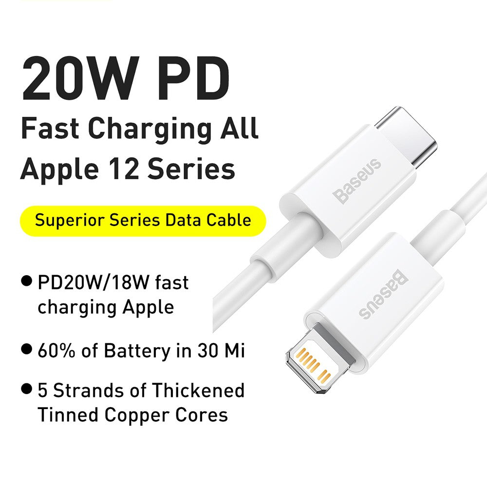 Baseus Superior Series Fast Charging Data Cable Type-C to iP PD 20W 0.25M