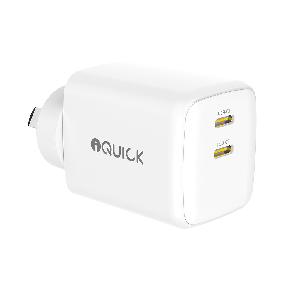 iQuick Nano Energy 2 45W dual USB-C charger - White
