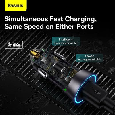 Baseus Golden Contactor Pro Dual Fast Charger – Car Charger 40W (Dark Gray) – Brand New