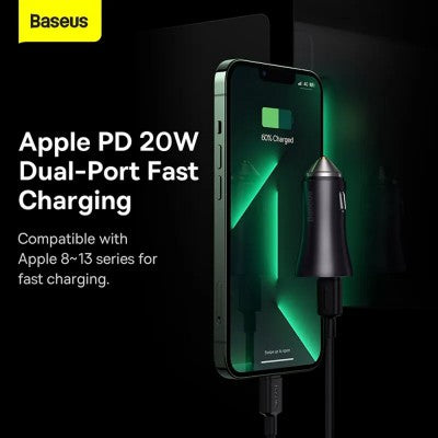 Baseus Golden Contactor Pro Dual Fast Charger – Car Charger 40W (Dark Gray) – Brand New