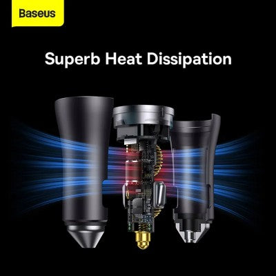 Baseus Golden Contactor Pro Dual Fast Charger – Car Charger 40W (Dark Gray) – Brand New