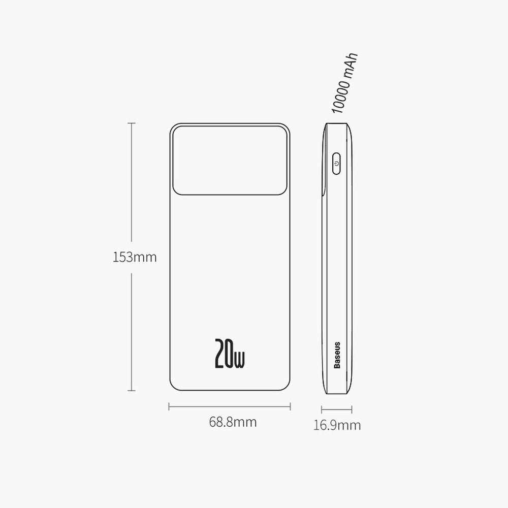 Baseus Bipow Fast Charging Power Bank 10,000mAh 20W - Black