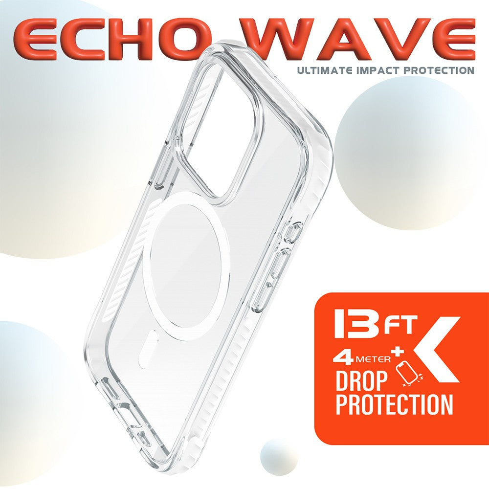 REDEFINE Echo Wave Ultimate Impact Protection Transparent Case for iPhone 15 Pro Max (Clear Blue)