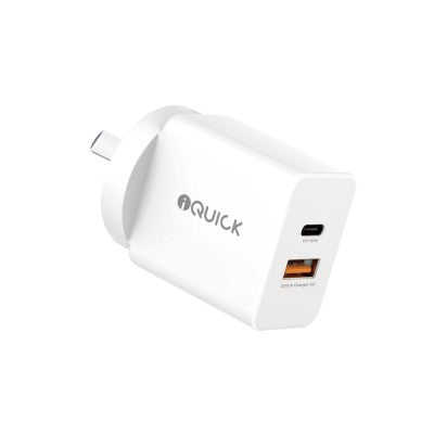 iQuick GaN II 30W PD3.0 + QC3.0 Dual-Port Charging Adapter – White