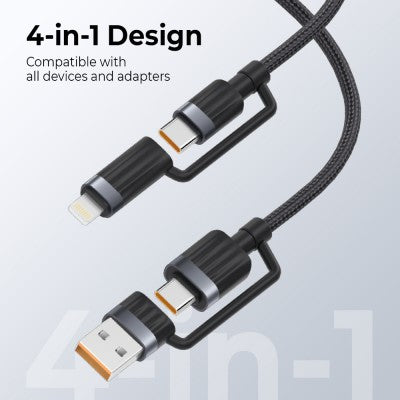iQuick TransWire I Series 4-in-1 Charging & Data Cable – 1.2 m