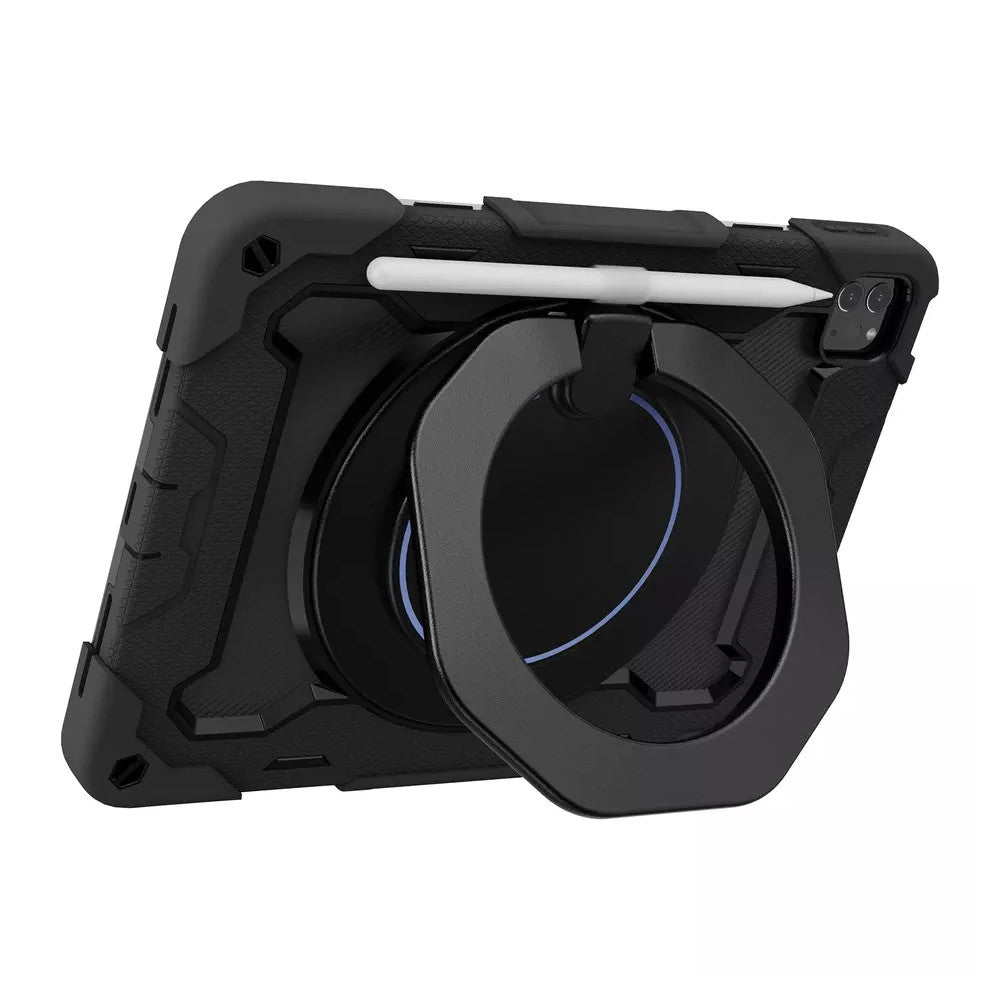 Armor Shockproof Handle Ring Rotation Case Cover for iPad Pro 11 (2018) / (2020) / (2021) / (2022) / Air (2020) / Air (2022) (Black)