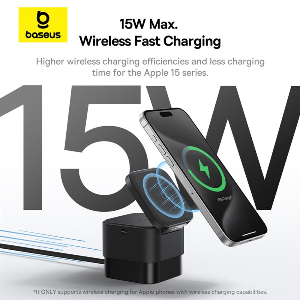 Baseus MagPro 2-in-1 Magnetic Wireless Charger 25W-Cosmic Black