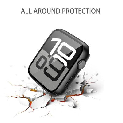 REDEFINE Hard PC Case with Tempered Glass Screen Protector for Apple Watch Series 10 42mm (dark frame)