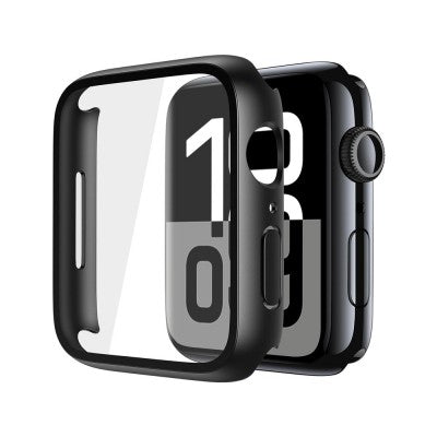 REDEFINE Hard PC Case with Tempered Glass Screen Protector for Apple Watch Series 10 42mm (dark frame)