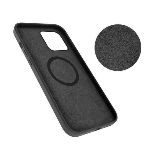 Liquid Silicone Case Cover with Magnetic Ring for iPhone 13 Magsafe (High-Quality Liquid Silicone) - Black