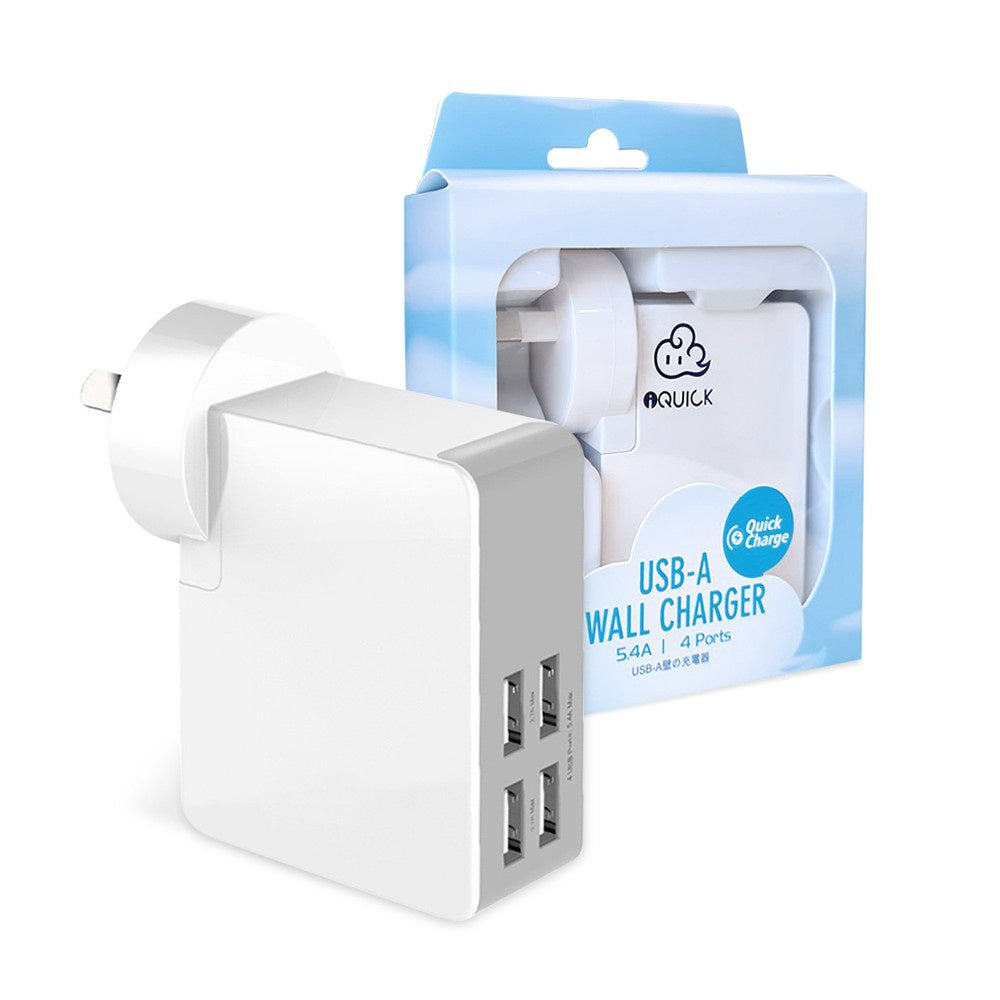 4 Ports USB AC Wall Charger Adapter for iPhone Galaxy 5.4Amp
