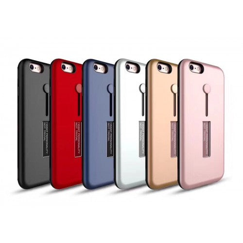 Hybrid Armor Shockproof Pushable Ring Holder Case for iPhone X /XS [Gold]