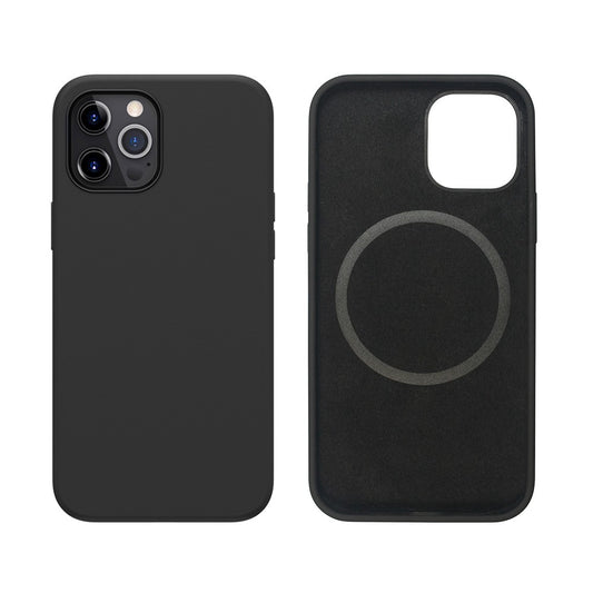 Liquid Silicone Case Cover with Magnetic Ring for iPhone 12 Pro Max (6.7'') Magsafe BLACK