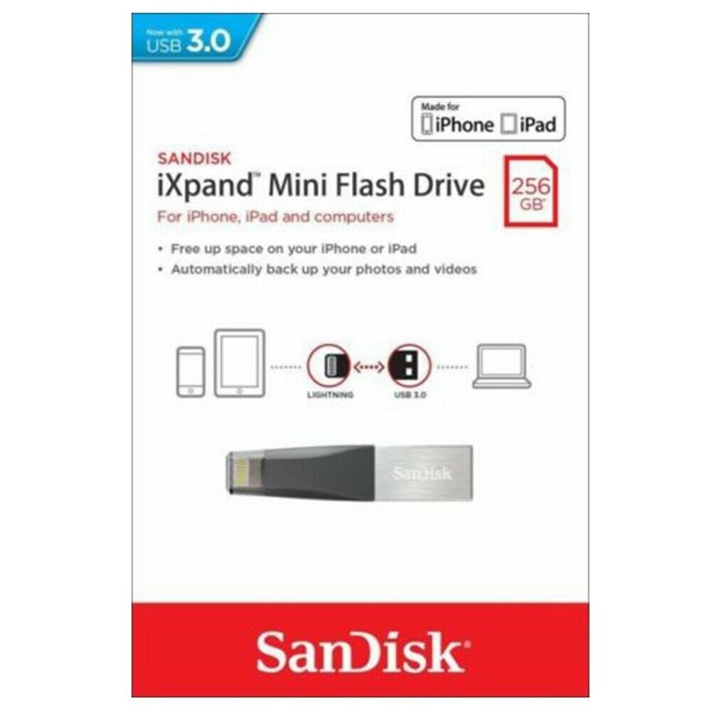 SanDisk iXpand Mini Flash Drive 256GB USB 3.0 Flash Drive Memory Stick For iPhone iPad PC