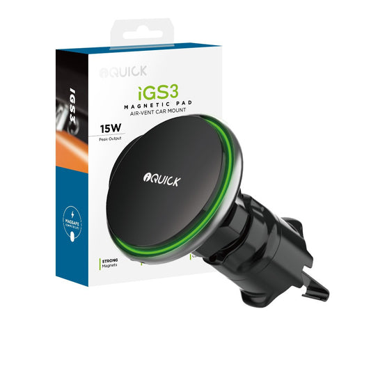 MageSafe iQuick iGS3 Magnetic Pad Air-vent Car Mount 15W