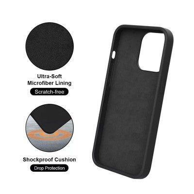 Liquid Silicone Case Cover for iPhone 15 (Black)