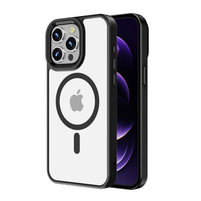Redefine Metal Camera Lens Magnetic Transparent Magsafe Case for iPhone 15 Pro Max ( Black )