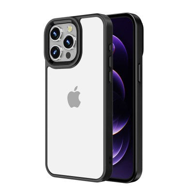 Metal Camera Lens Transparent Protection Shockproof Case for iPhone 15 Plus (Black)