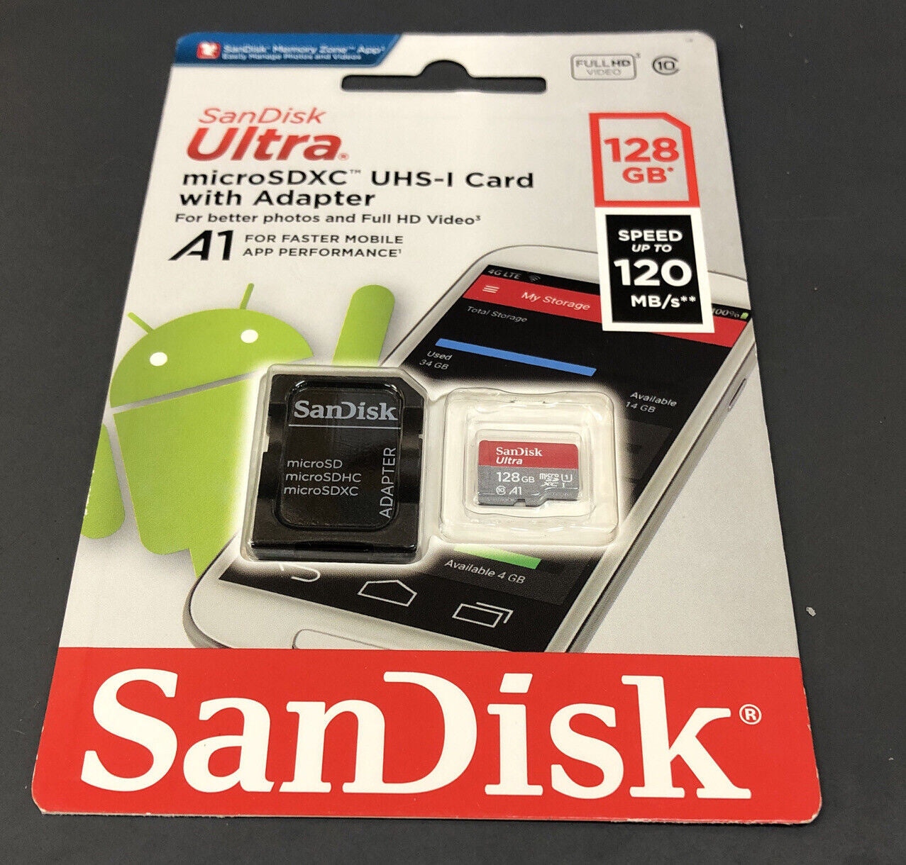 SanDisk Ultra micro SDXC UHS-I Card with Adapter 128GB Speed up to 120MB/s