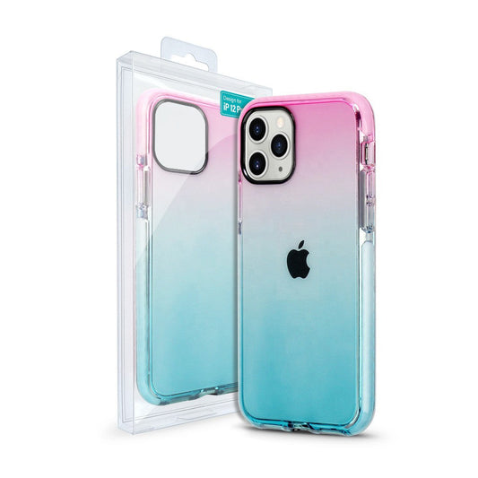 Gradient Hybrid Pink Blue Soft TPU Shockproof Case Cover for iPhone 12 Pro Max (6.7'')