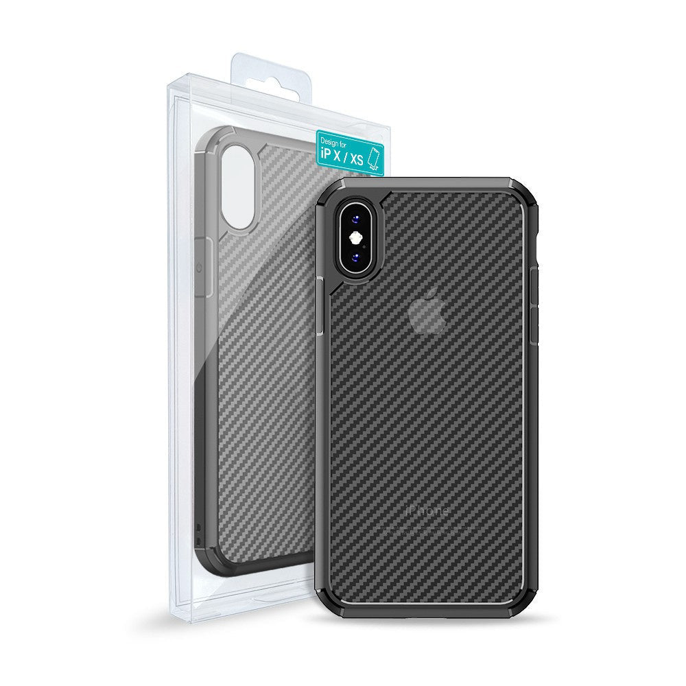 Carbon Fiber Hard Shield Case Cover for iPhone X / XS